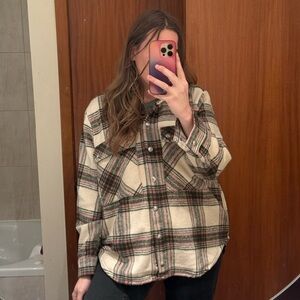 Plaid Button-Up Shirt Jacket